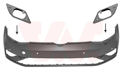 Front Bumper +PDC +Headlampwashers Volkswagen Golf 7 DEEPBLACK (LC9X)