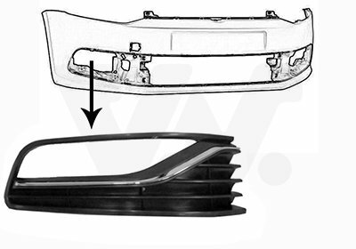 Mistlampgrille voorbumper rechts +Chroom VOLKSWAGEN Polo 6C