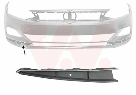 Luchtgrille voorbumper rechts +chroom Volkswagen Polo 2G